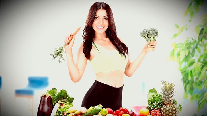 Rapaza esvelta con verduras